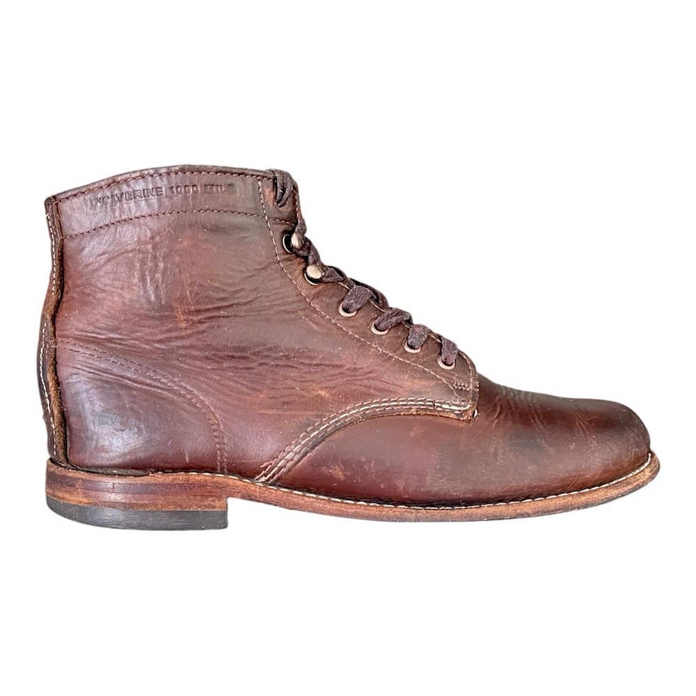 Wolverine 1000 Mile Mens Brown Leather Boots Made in USA W05301 Size 10.5 D